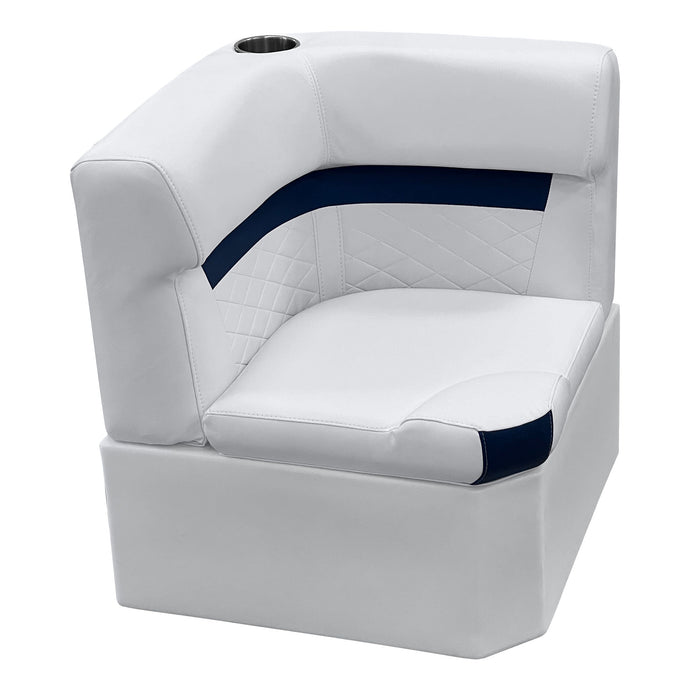 Wise DLX133 *New* DLX Series Pontoon Corner Section Cushion & Base Package DLX Pontoon Boatseats White • Mariner Blue 