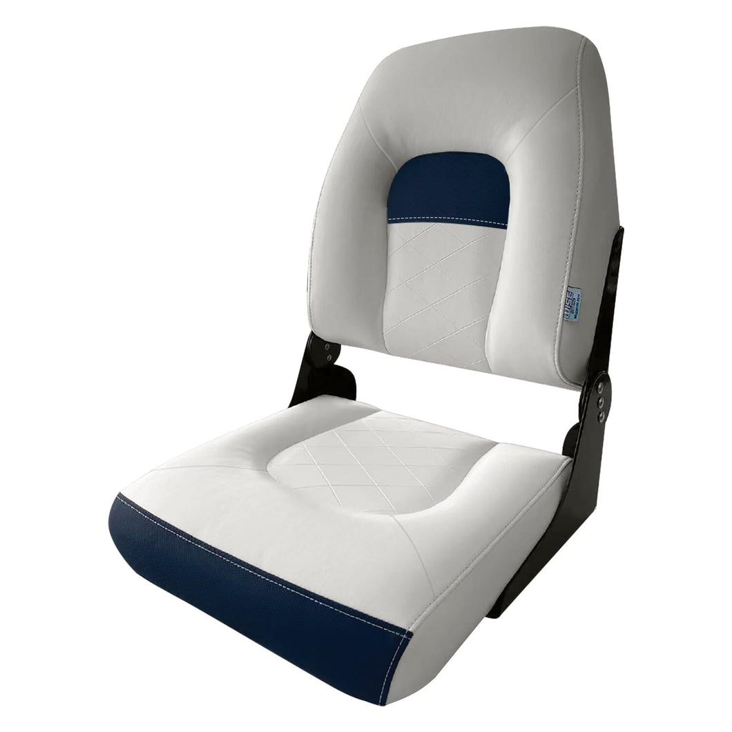 Wise DLX1461 *New* DLX Series Fold Down Seat DLX Pontoon Boatseats White • Mariner Blue 