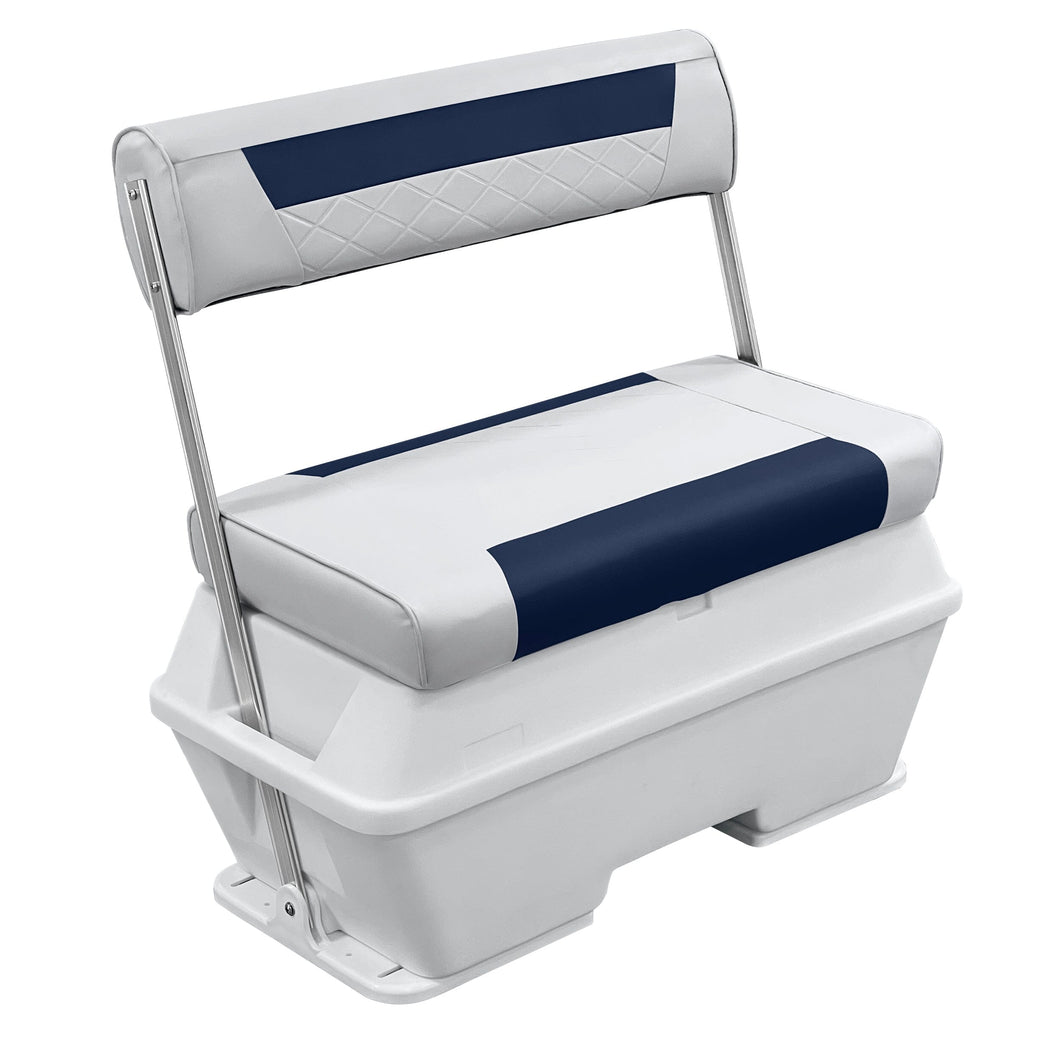 Wise DLX156 *New* DLX Series 70 Qt Swingback Cooler Seat DLX Pontoon Boatseats White • Mariner Blue 