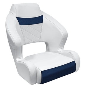 Wise DLX3338 *New* DLX Series Captain's Bucket DLX Pontoon Boatseats White • Mariner Blue 