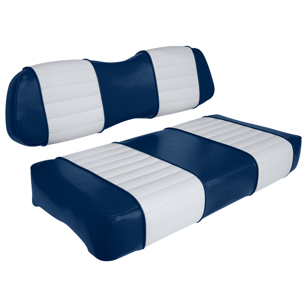 Club Car DS Series Golf Cart Seat Premium Designer Sewn - Blue / White