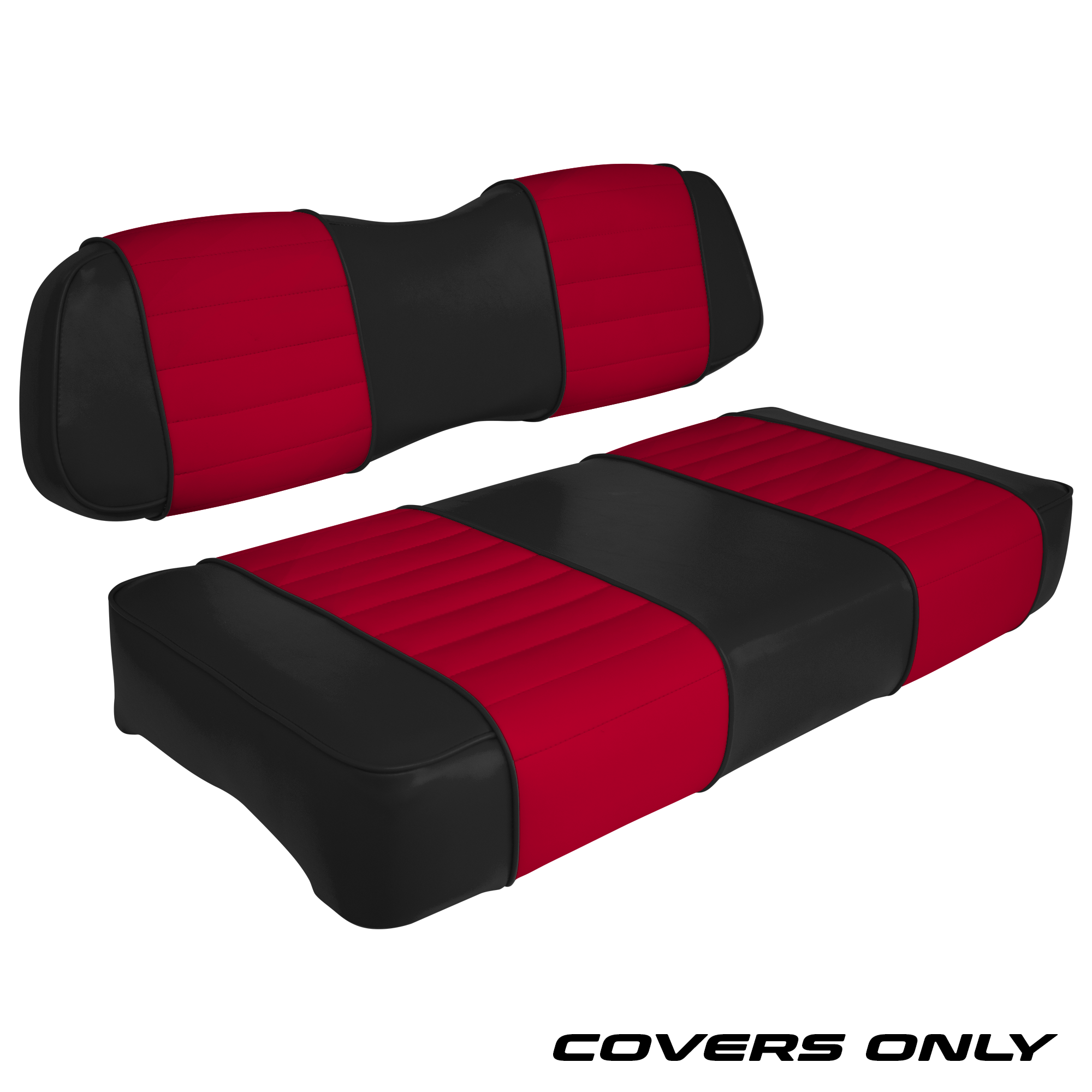 Club Car DS Series Golf Cart Seat Cover Set Premium Designer Sewn - Black / Red