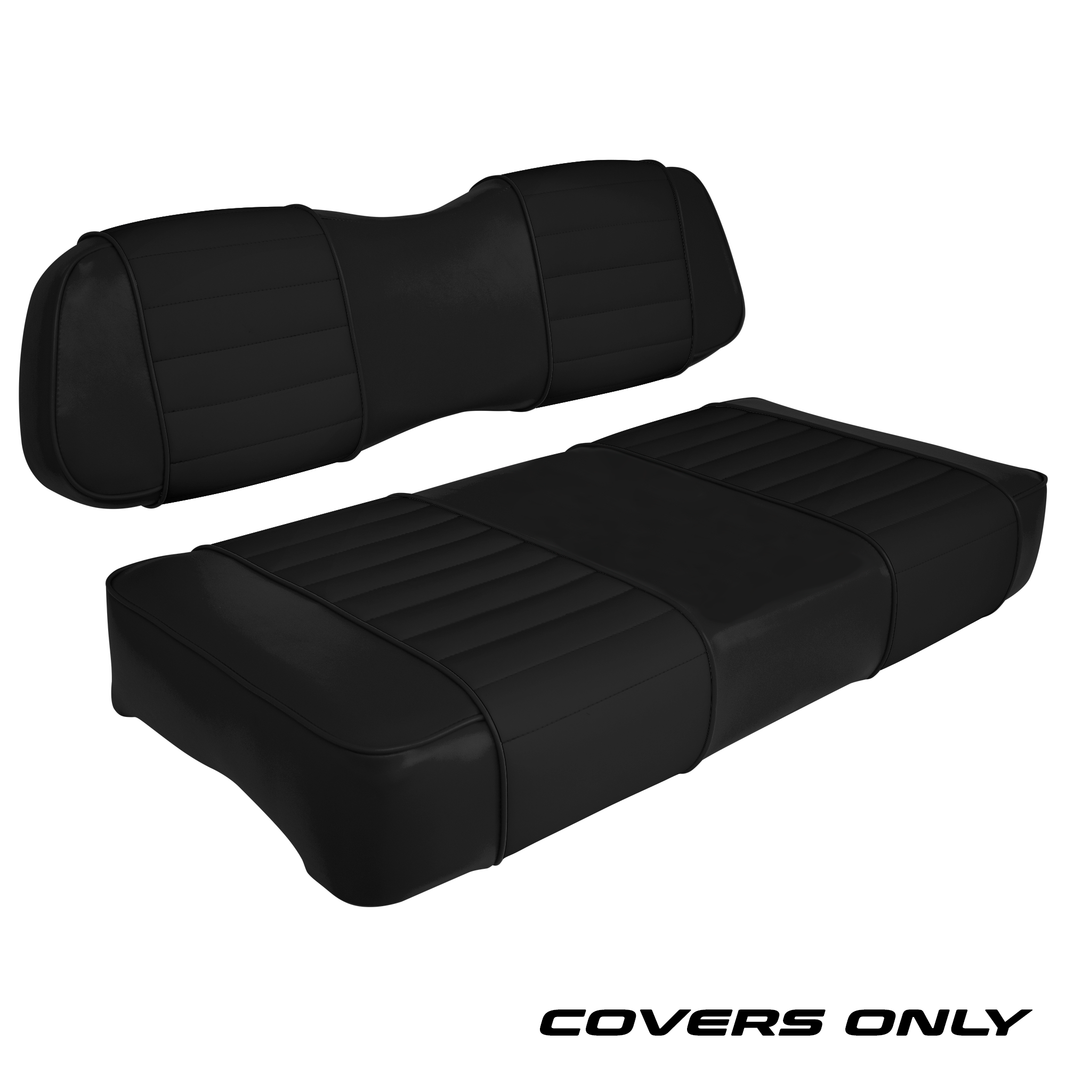 Club Car DS Series Golf Cart Seat Cover Set Premium Designer Sewn - Solid Black