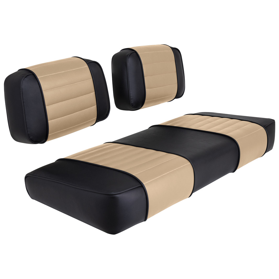 Club Car DS 79-99 Series Golf Cart Seat Premium Designer Sewn - Black / Tan