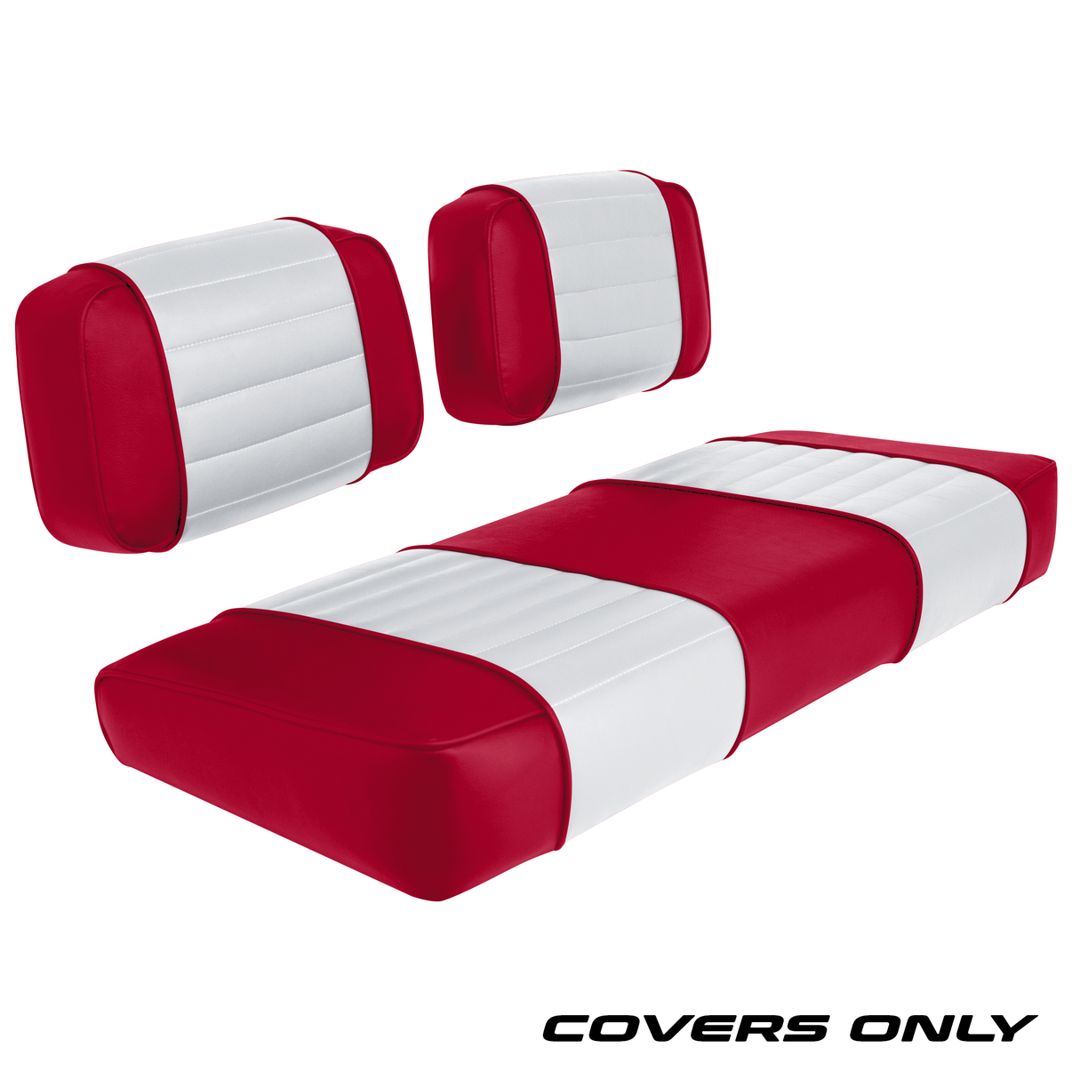 Club Car DS 79-99 Series Golf Cart Seat Cover Set Premium Designer Sewn - Red / White