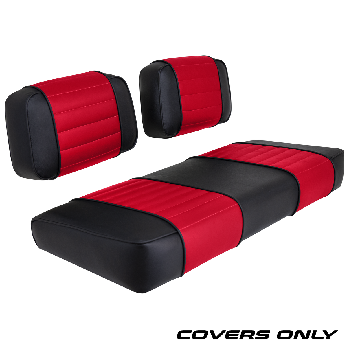 Club Car DS 79-99 Series Golf Cart Seat Cover Set Premium Designer Sewn - Black / Red